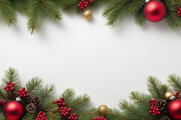 Fototapeta na wymiar Christmas decoration frame border on white background