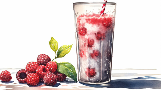 raspberry cocktail with berries HD 8K wallpaper Stock Photographic Image 