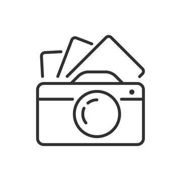 Camera and photos, linear icon. Line with editable stroke