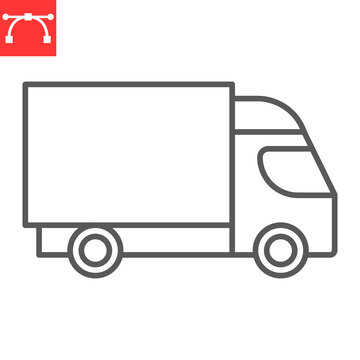 Truck line icon, transportation and vehicle, lorry vector icon, vector graphics, editable stroke outline sign, eps 10.