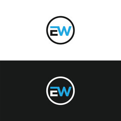 EW logo. E W design. White EW letter. EW, E W letter logo design. Initial letter EW linked circle uppercase monogram logo.