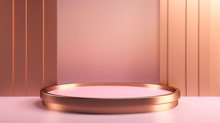 3d abstract pink gold blank background with copy space