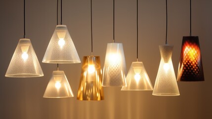 Different modern streamlined chandeliers. translucency, transparency and lighting - Powered by Adobe