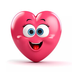 Heart Character Isolated on White Background. 3d style illustration.