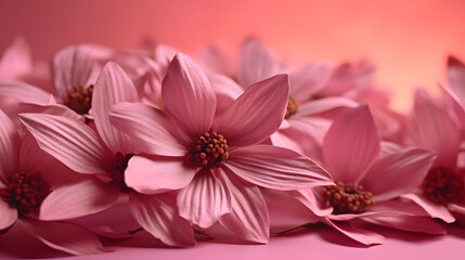 Beautiful Pink flowers on a fancy pink background 