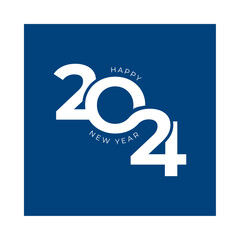 Joyeux nouvel an 2024, modèle carré avec numéro. Carte de vœux moderne avec chiffres mélangés pour la célébration de la nouvelle année 2024. Concept logo. Design vectoriel, illustration, date, an. - obrazy, fototapety, plakaty