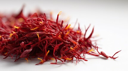 Naklejka premium saffron in a table in white isolated background