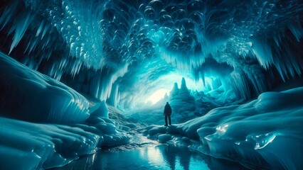 神秘的な氷の洞窟 - obrazy, fototapety, plakaty