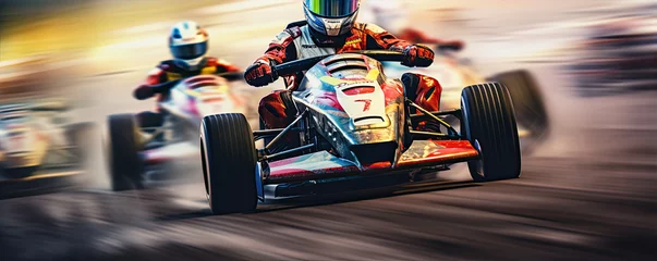 Gordijnen Motor sports race or competitive team racing. © Michal