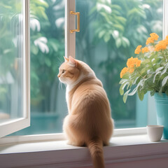 Cat sitting on windowsill