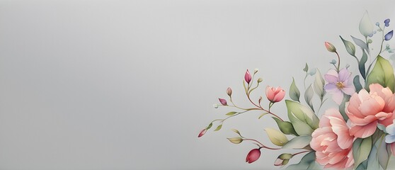 Watercolor banner with spring flowers