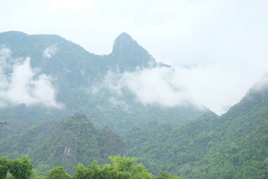 mountain landscape with clouds and sky in nature