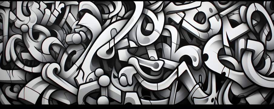 black and white abstract graffiti inspired background with bold lines