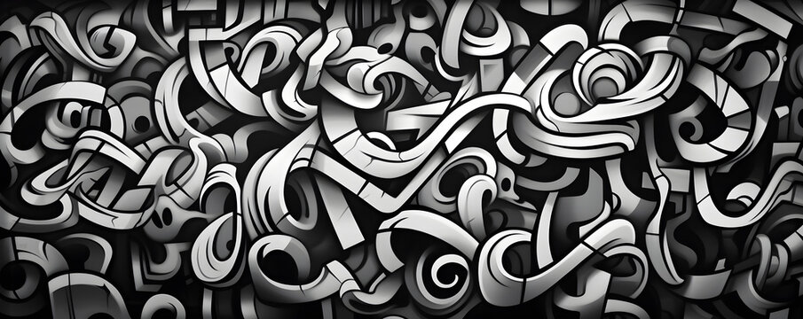 black and white abstract graffiti inspired background with bold lines