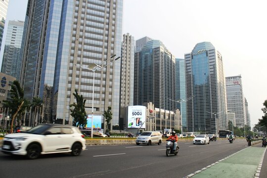Jakarta, Indonesia-18 June 2023 : view of sudirman street