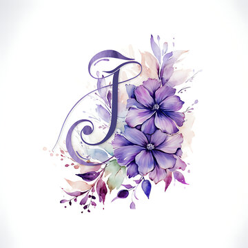 Letra J decorada con flores