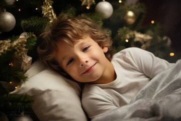 AI generated picture image of cute sweet child sleeping new year magic night