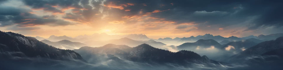 Foto auf Acrylglas Morgen mit Nebel sunrise over the mountains