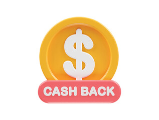 Cashback icon 3d render illustration element