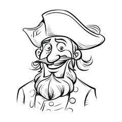 Hand-drawn pirate portrait sketch vector illustration.