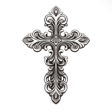 Black and white crucifix in Gothic style