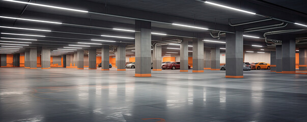 Modern undergroung  car parking . generative ai