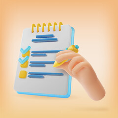 3d Do List Planning Business Concept Cartoon Style Clipboard with Checklist. Vector illustration of Task Management