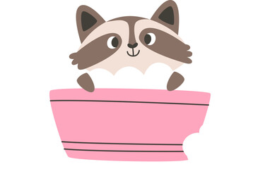 Raccoon Taking Bath