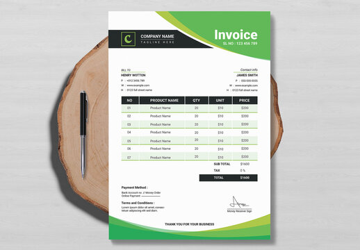Custom Order Form Invoice Template