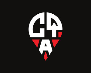 Obraz premium CQA letter location shape logo design. CQA letter location logo simple design.