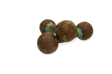 Rusty old dumbbells, clean space for text.