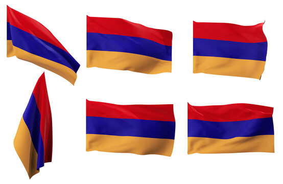 Large pictures of six different positions of the flag of Armenia