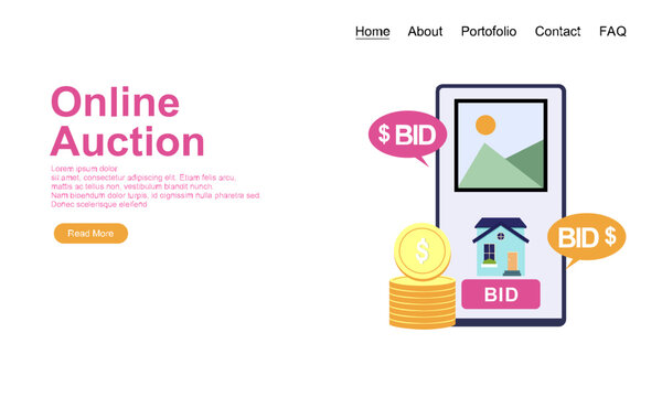 Bid and auction concept design landing page