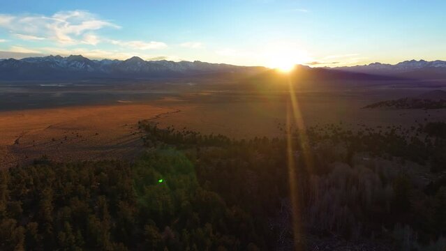 Sunset Golden Hour Inyo Forest California Aerial Drone