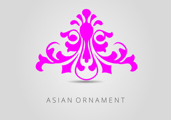 Vintage ornate linear ornament in Kazakh traditional style. Asian floral designs. Abstract Asian elements of the national pattern of the ancient nomads of the Kyrgyz, Mongols, Kazakhs, Tatars.