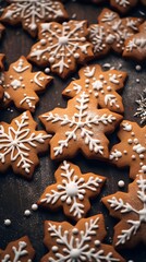 Fototapeta na wymiar gingerbread stars made from gingerbread dough, decorated with icing, gingerbread, Christmas, New Year holidays, decorated with icing