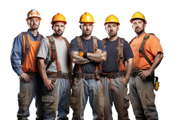 A group of cool worker in workwear - Isolated, no background