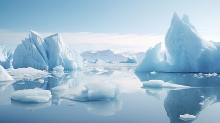 frozen dome icebergs landscape illustration arctic polar, ocean water, beauty majestic frozen dome icebergs landscape - obrazy, fototapety, plakaty