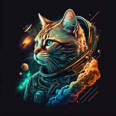 Cat astronaut - shirt print , Generative AI	