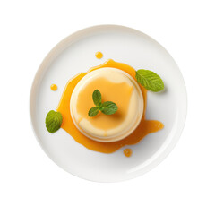 Delicious Plate of Orange Panna Cotta  Isolated on a Transparent Background