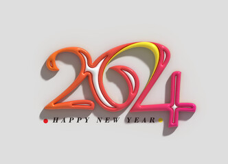 2024 Happy New Year Lettering Typographical Illustration Design.