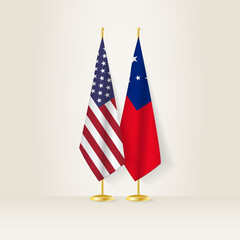 United States and Samoa national flag on a light background.