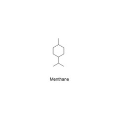 Menthane skeletal structure diagram.Monoterpene ketone compound molecule scientific illustration on white background.