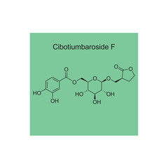 Cibotiumbaroside F skeletal structure diagram.Hemiterpenoid molecule scientific illustration.