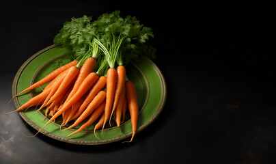 Green Plate with an Abundance of Carrots Created With Generative AI Technology
