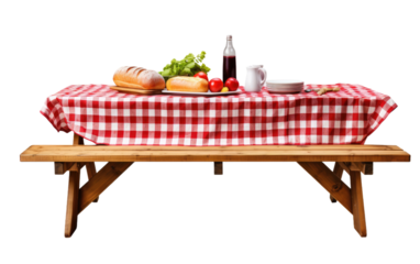 Feast on Wooden Table On Isolated Background