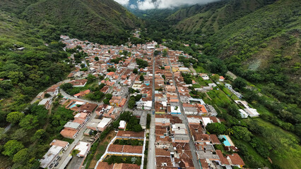 Liborina, Antioquia - Colombia. November 15, 2023. Aerial panoramic with drone of the municipality,...