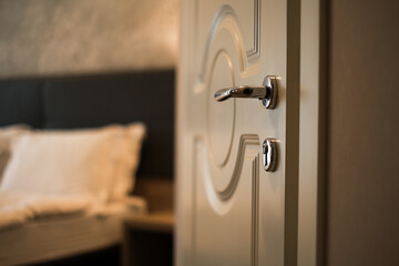 door lock in a hotel room close-up