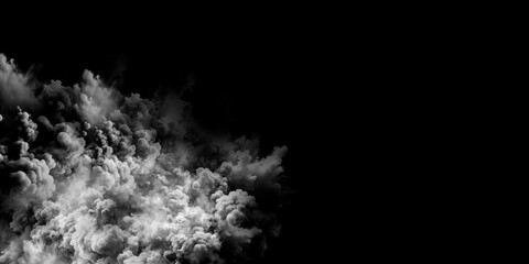 The image is a black and white representation of a dense, billowing cloud of smoke. It can be used as a background for websites, presentations, or design projects.