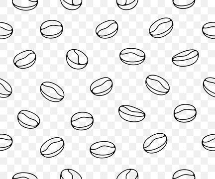 Coffee beans, plant and nature, seamless vector background and pattern. Food, hot drink, beverage, cafes, coffee house and coffee shop, vector design and illustration